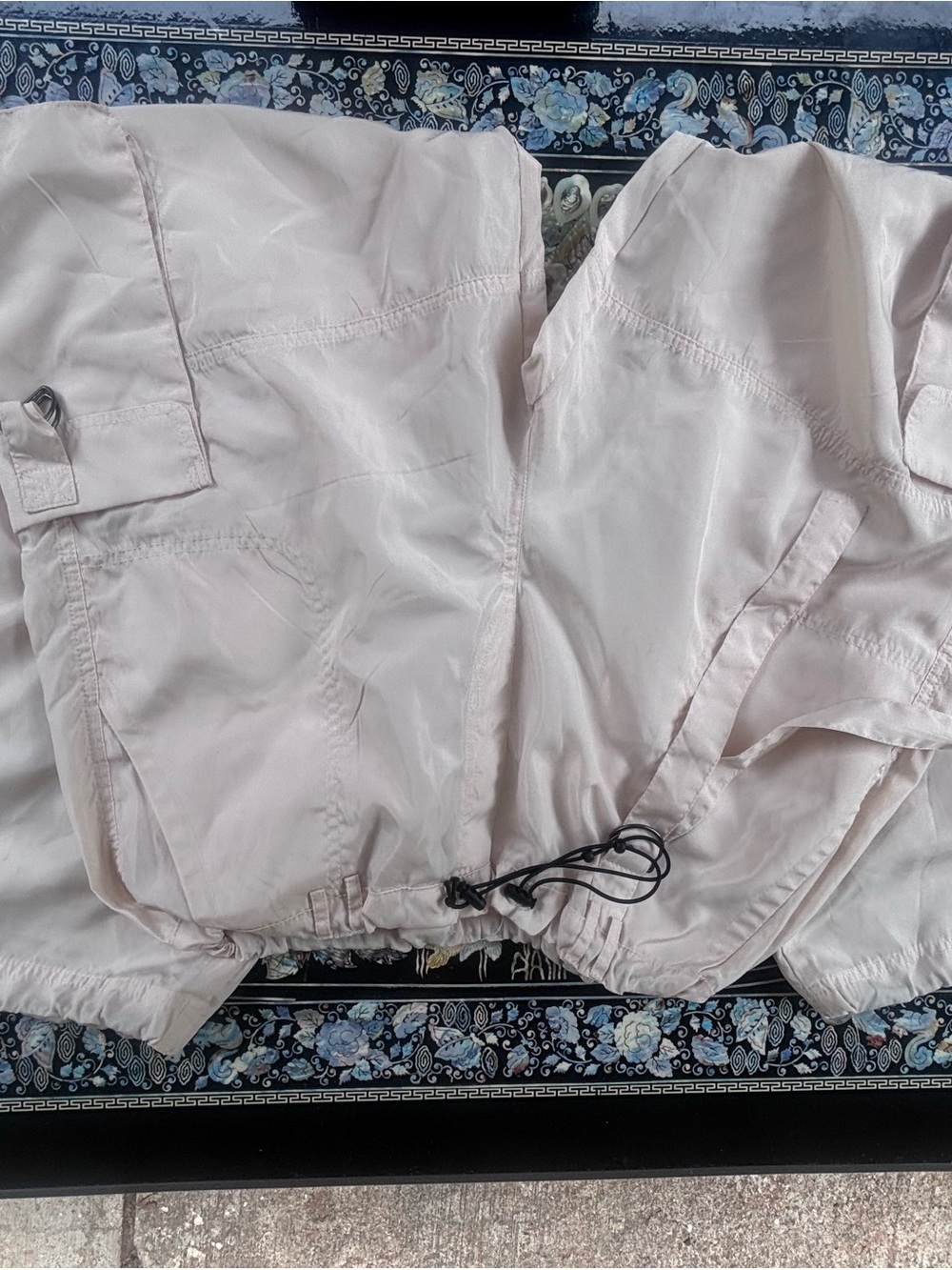 Bone color UFO style drawstring pants